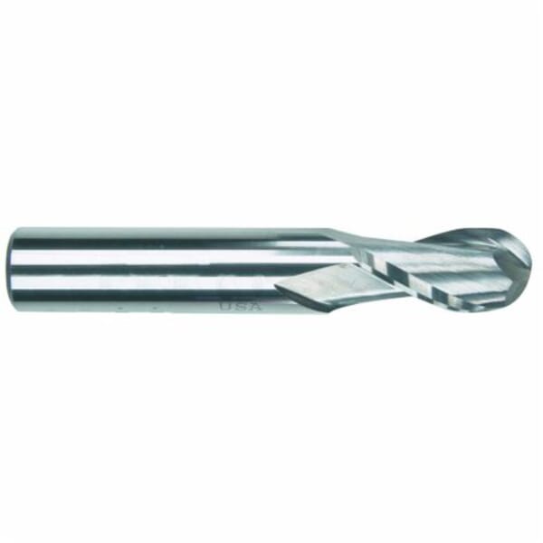 MORSE 90581 5963T Ball Nose Center Cutting Regular Length Single End End Mill, 1.5 mm Dia Cutter, 5 mm Length of Cut, 2 Flutes, 3 mm Dia Shank, 39 mm OAL, TiALN Coated