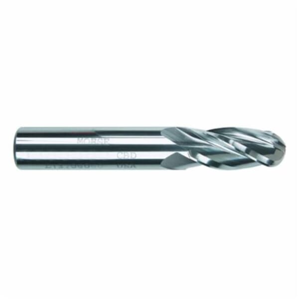 MORSE 91162 5942T Ball Nose Center Cutting Regular Length Single End End Mill, 1/2 in Dia Cutter, 1 in Length of Cut, 4 Flutes, 1/2 in Dia Shank, 3 in OAL, TiALN Coated