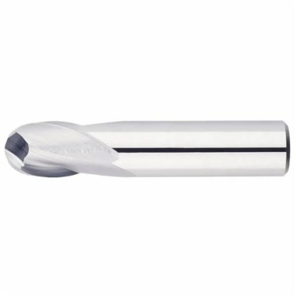 MORSE 92865 5974T Ball Nose Center Cutting Single End Stub Length End Mill, 3/64 in Dia Cutter, 3/32 in Length of Cut, 2 Flutes, 1/8 in Dia Shank, 1-1/2 in OAL, TiALN Coated