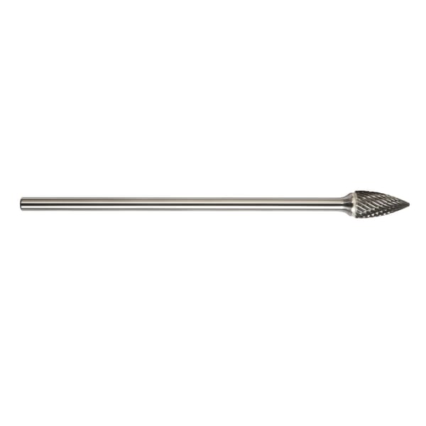 Magnum 7GX132DC 7000GX Extra Long Shank Carbide Burr, Pointed End, Tree Head, 1/2 in Dia Head, 1 in L of Cut, 6 in OAL, Double Cut