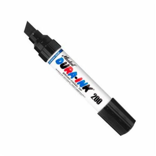 Markal 096917 Dura-Ink 200 Water/Smear Resistant Permanent Ink Marker, 3/8 to 5/8 in Broad Chisel Tip, Fiber Tip, Black