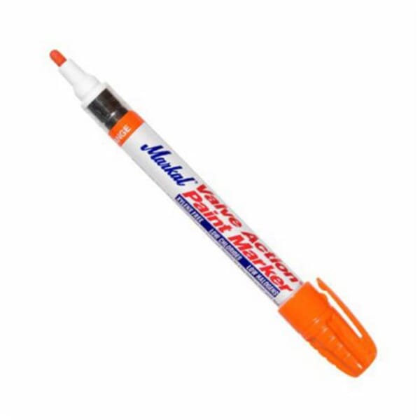 Markal 096824 Valve Action Liquid Paint Marker, 1/8 in Bullet/Medium Tip, Fiber Nib/Metal Barrel, Orange