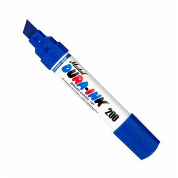 Markal 096915 Dura-Ink 200 Water/Smear Resistant Permanent Ink Marker, 3/8 to 5/8 in Broad Chisel Tip, Fiber Tip, Blue
