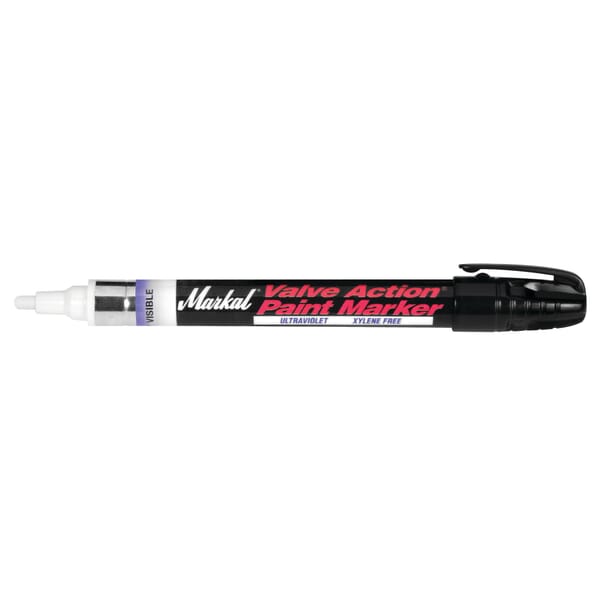 Markal 097054 Valve Action UV-Visible Liquid Paint Marker, 1/8 in Medium Bullet Tip, Fiber Nib/Metal Barrel, Invisible Blue