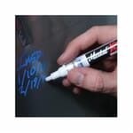 Markal 097054 Valve Action UV-Visible Liquid Paint Marker, 1/8 in Bullet/Medium Tip, Fiber Nib/Metal Barrel, Invisible Blue