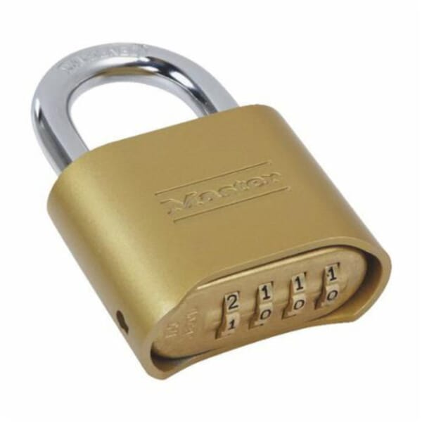 Master Lock 175D Safety Padlock, 5/16 in Shackle, Brass Body, Brass, 4-Digit Dialing Locking