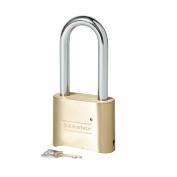 Master Lock 175LH Safety Padlock With 2-1/4 in Shackle, 5/16 in Shackle, Brass Body, Brass, 4-Digit Dialing Locking