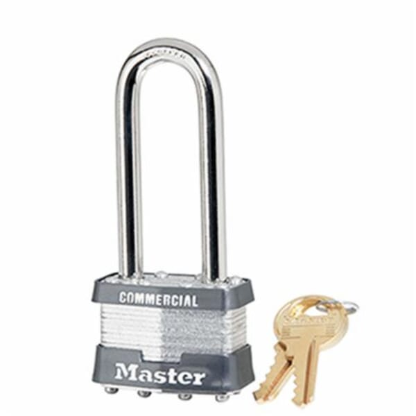 Master Lock 21LJ Rekeyable Safety Padlock, Different Key, Laminated Steel Body, 5/16 in Dia Shackle, 5-Pin Tumbler Locking Mechanism