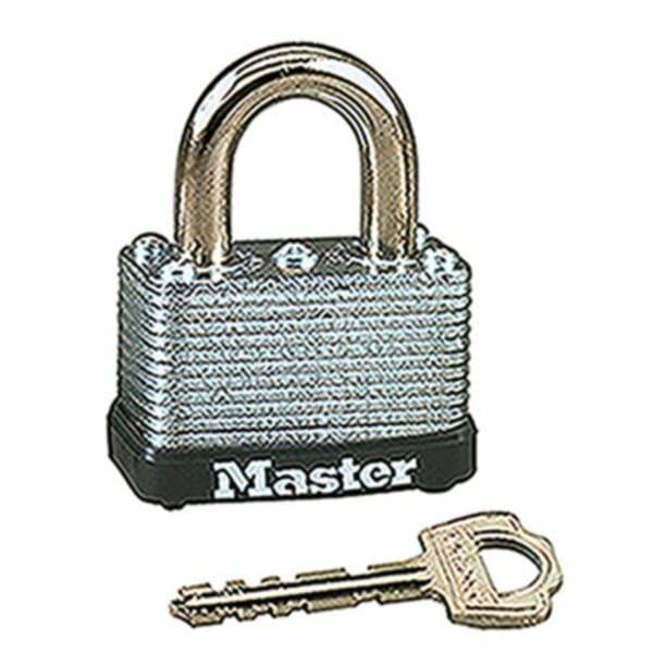Master Lock 22 Warded Safety Padlock, Different Key, Laminated Steel Body, 1/4 in Dia Shackle, Warded Locking Mechanism
