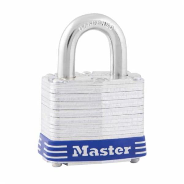 Master Lock 3D Safety Padlock, Different Key, Laminated Steel Body, 9/32 in Dia Shackle, 4-Pin Tumbler Locking Mechanism
