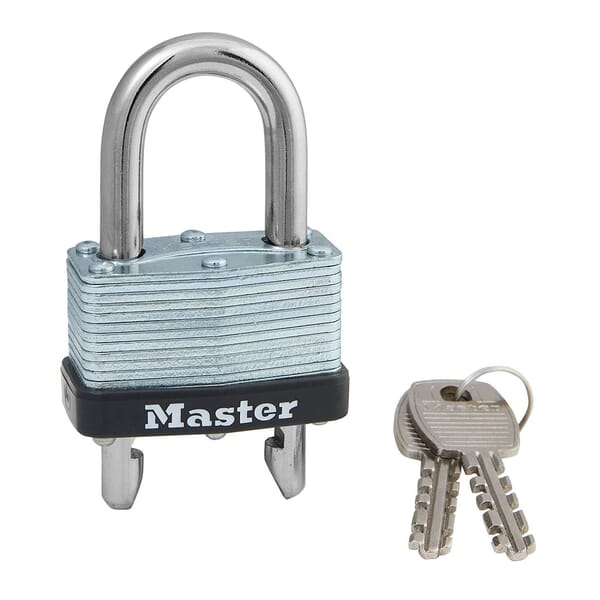 Master Lock 510KAD Open Non-Rekeyable Rectangular Padlock, Alike Key, Steel Body, 1/4 in Dia Shackle, Silver, Warded Cylinder Locking Mechanism