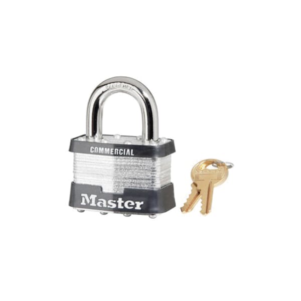 Master Lock 5KA-A383 Non-Rekeyable Tumbler Padlock, Alike Key, 3/8 in Shackle, Laminated Steel Body