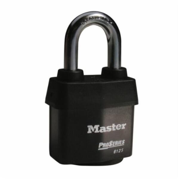 Master Lock 6125 Rekeyable Safety Padlock, Different Key, Laminated Steel Body, 3/8 in Dia Shackle, Silver, 5-Pin Tumbler Locking Mechanism