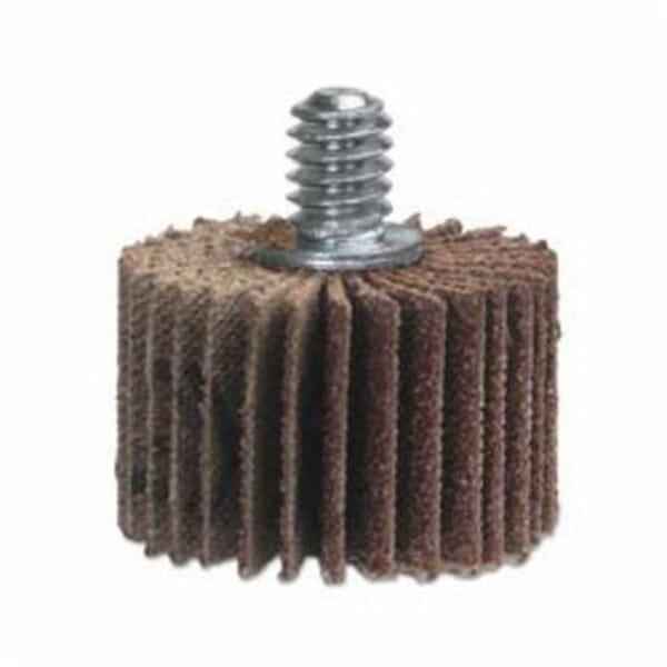 Merit 08834130748 XX-3010 Mini Mounted Quick-Change Super Finish Coated Flap Wheel, 3 in Dia Wheel, 1 in W Face, P60 Grit, Coarse Grade, Aluminum Oxide Abrasive