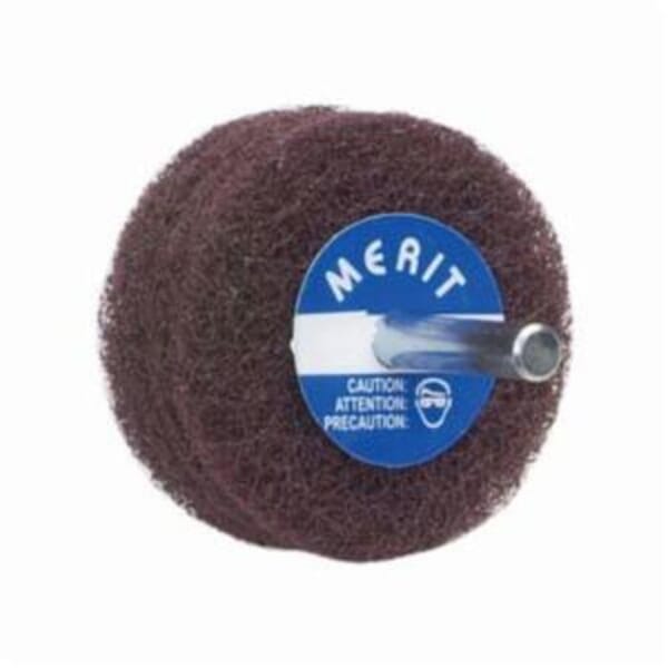 Merit Bear-Tex 08834131496 Non-Woven Disc Wheel, 3 in Dia, 1/4 in Center Hole, 1 in W Face, Medium Grade, Aluminum Oxide Abrasive