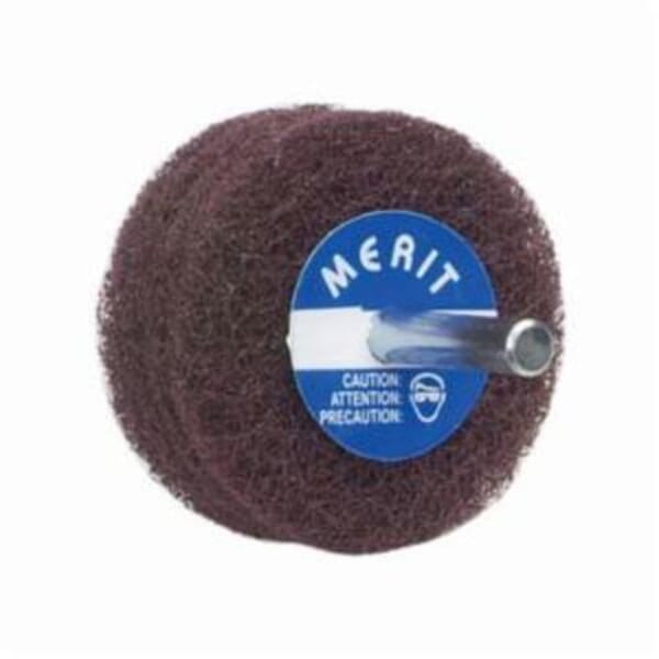 Merit Bear-Tex 08834131497 Non-Woven Disc Wheel, 3 in Dia, 1/4 in Center Hole, 1 in W Face, Very Fine Grade, Aluminum Oxide Abrasive