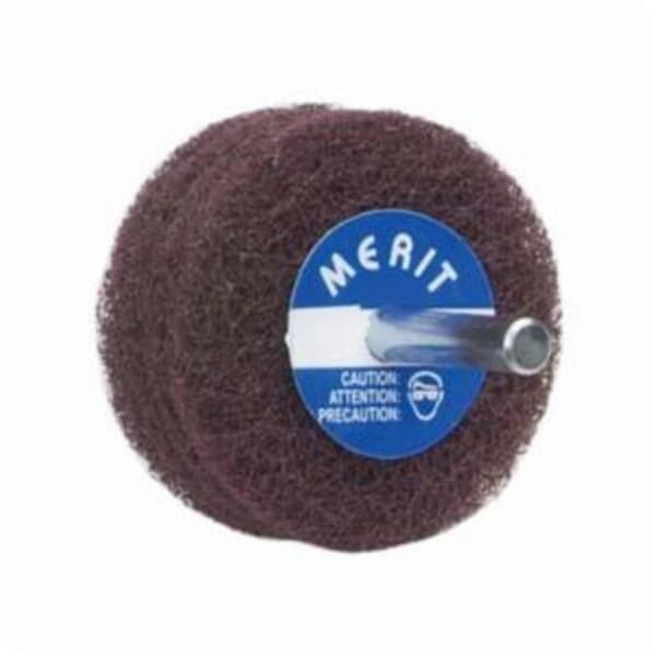 Merit Bear-Tex 08834131551 Non-Woven Disc Wheel, 2 in Dia, 1/4 in Center Hole, 1/2 in W Face, Medium Grade, Aluminum Oxide Abrasive