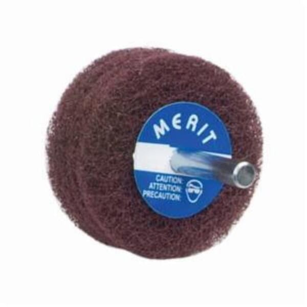 Merit Bear-Tex 08834131554 Non-Woven Disc Wheel, 2 in Dia, 1/4 in Center Hole, 1 in W Face, Medium Grade, Aluminum Oxide Abrasive
