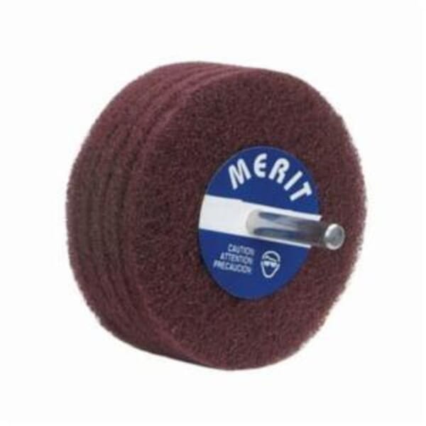 Merit Bear-Tex 08834131557 Non-Woven Disc Wheel, 3 in Dia, 1/4 in Center Hole, 1 in W Face, Fine Grade, Aluminum Oxide Abrasive