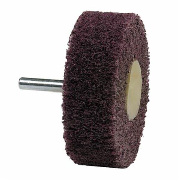 Merit Bear-Tex 08834131921 Non-Woven Flap Wheel, 3 in Dia Wheel, 1 in W Face, 1/4 in Dia Shank, 120 Grit, Medium Grade, Aluminum Oxide Abrasive