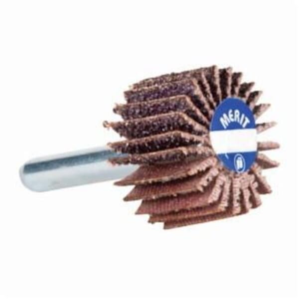 Merit Grind-O-Flex 08834137320 High Performance Mini Small Diameter Coated Flap Wheel, 1-3/8 in Dia Wheel, 5/8 in W Face, 1/4 in Dia Shank, 60 Grit, Coarse Grade, Ceramic Alumina Abrasive