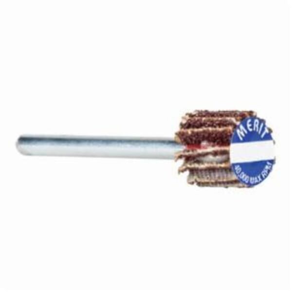 Merit Grind-O-Flex 08834137553 Micro-Mini Small Diameter Coated Flap Wheel, 3/4 in Dia Wheel, 3/16 in W Face, 1/8 in Dia Shank, 180 Grit, Fine Grade, Aluminum Oxide Abrasive