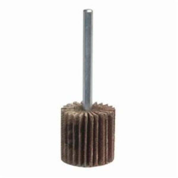 Merit Grind-O-Flex 08834137812 Mini Super Finish Small Diameter Coated Flap Wheel, 1-3/16 in Dia Wheel, 1/2 in W Face, 1/4 in Dia Shank, 120 Grit, Fine Grade, Aluminum Oxide Abrasive