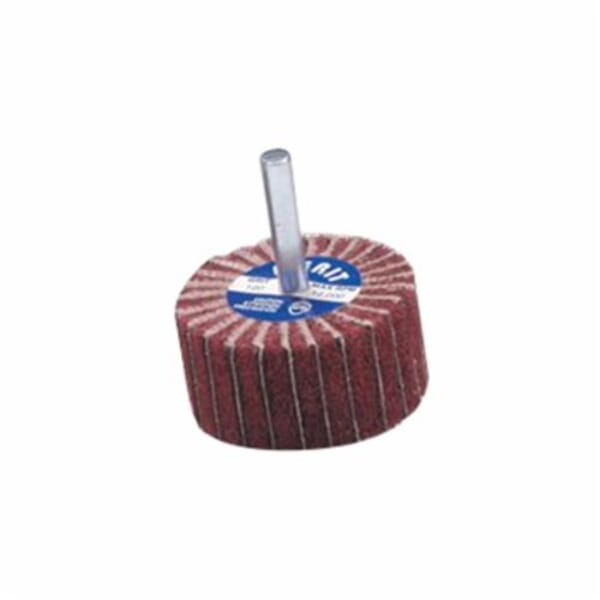 Merit 08834144457 MMI-2010 Interleaf Mandrel Mount Coated Flap Wheel, 2 in Dia Wheel, 1 in W Face, 1/4 in Dia Shank, 120 Grit, Fine Grade, Ceramic Abrasive