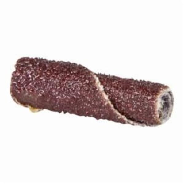 Merit 08834180064 Straight Half Glued Coated Cartridge Roll, 1/4 in Dia x 1 in OAL, 1/8 in Pilot Hole, 120 Grit, Aluminum Oxide Abrasive