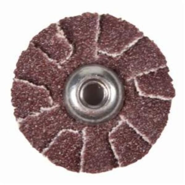Merit 08834186035 Overlap Quick-Change Slotted Coated Abrasive Disc, 1-1/2 in Dia, 120 Grit, Medium Grade, Aluminum Oxide Abrasive, Cotton Backing