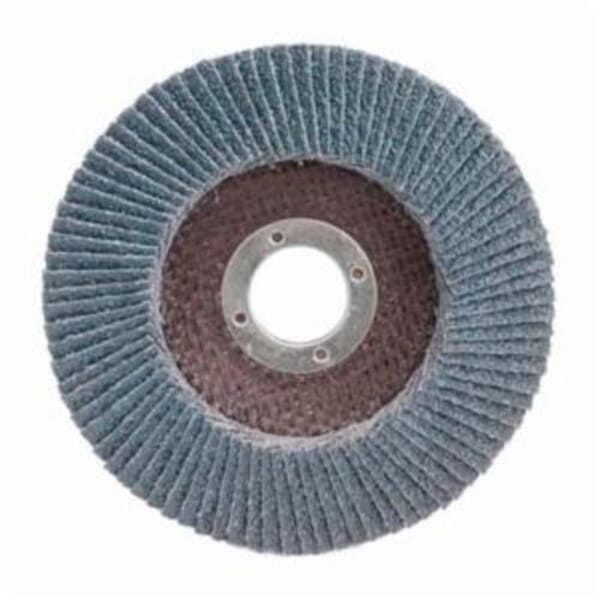 Merit PowerFlex 08834190175 Center Mount High Density Coated Abrasive Flap Disc, 4-1/2 in Dia, 7/8 in Center Hole, P60 Grit, Coarse Grade, Zirconia Alumina Abrasive, Type 29 Conical Disc