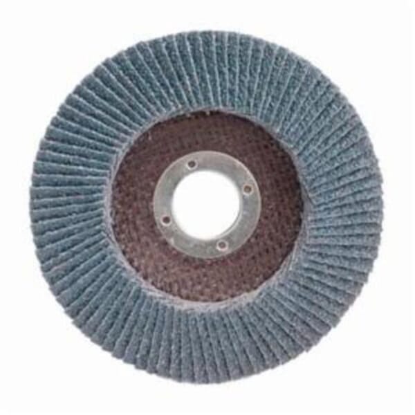Merit PowerFlex 08834190924 Center Mount High Density Coated Abrasive Flap Disc, 4-1/2 in Dia, 7/8 in Center Hole, P80 Grit, Coarse Grade, Zirconia Alumina Abrasive, Type 29 Conical Disc