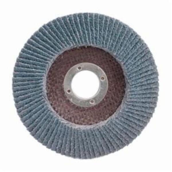 Merit PowerFlex 08834191427 Center Mount High Density Coated Abrasive Flap Disc, 4-1/2 in Dia, 7/8 in Center Hole, P36 Grit, Extra Coarse Grade, Zirconia Alumina Abrasive, Type 29 Conical Disc