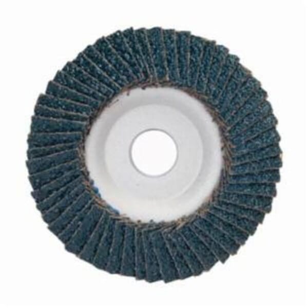 Merit PowerFlex 08834193421 Center Mount Contoured Standard Density Coated Abrasive Flap Disc, 4-1/2 in Dia, 7/8 in Center Hole, P36 Grit, Extra Coarse Grade, Zirconia Alumina Abrasive, Type 29 Conical Disc