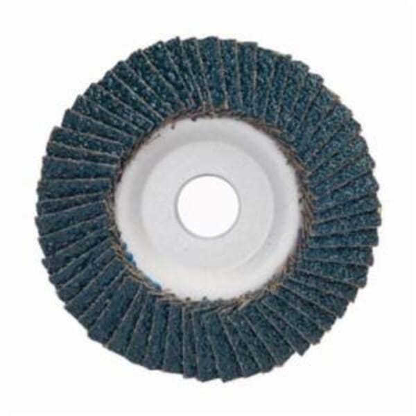 Merit PowerFlex 08834193425 Center Mount Contoured Standard Density Coated Abrasive Flap Disc, 4-1/2 in Dia, 7/8 in Center Hole, P80 Grit, Coarse Grade, Zirconia Alumina Abrasive, Type 29 Conical Disc