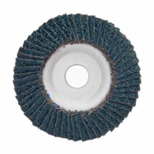 Merit PowerFlex 08834193432 Center Mount Contoured Standard Density Coated Abrasive Flap Disc, 4 in Dia, 5/8 in Center Hole, P80 Grit, Coarse Grade, Zirconia Alumina Abrasive, Type 29 Conical Disc