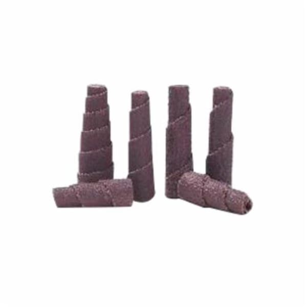 Merit 66261194492 M-9 Full Tapered Supersized Coated Cartridge Roll, 1/2 in Dia x 1-1/2 in OAL, 1/8 in Pilot Hole, 80 Grit, Ceramic Alumina Abrasive