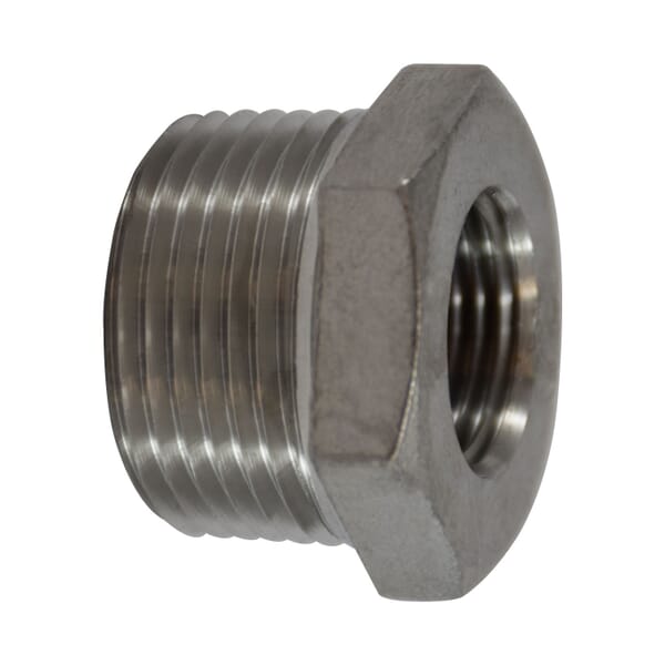 Midland Industries 62504 Reducer Hex Bushing, 1/2 x 1/4 in Nominal, MNPT x FNPT End Style, 150 lb, SCH 40/STD, ASTM A-351 304 Stainless Steel, Import