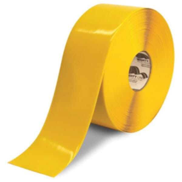 Mighty Line 4RY Floor Marking Tape, 100 ft L x 4 in W, Yellow, Vinyl