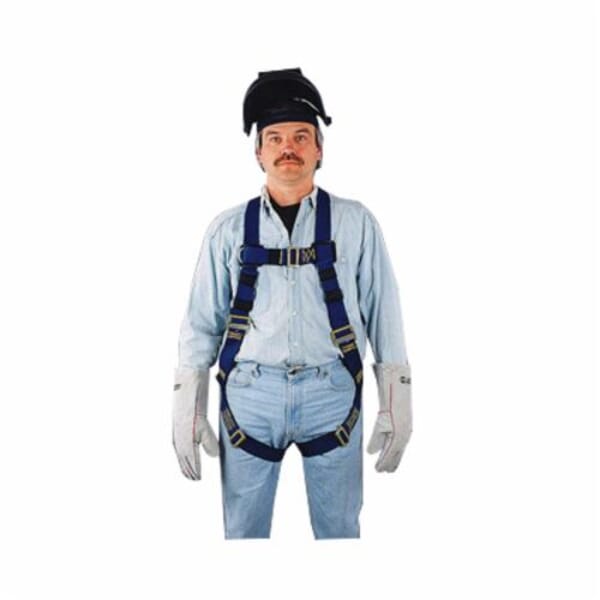 Miller by Honeywell 850KQC/UBK Heavy Duty Harness, Universal, 400 lb Load, Kevlar/Nomex Strap, Quick-Connect Leg Strap Buckle, Friction Shoulder Strap Buckle, Steel Hardware, Black