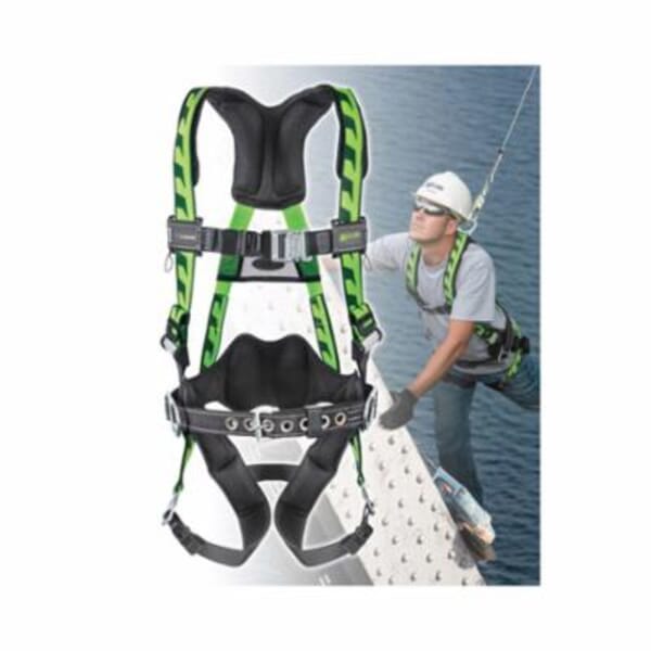 Miller by Honeywell AirCore AC-QC/UGN Harness, Universal, 400 lb Load, Polyester Strap, Quick-Connect Leg Strap Buckle, Quick-Connect Chest Strap Buckle, Carbon Steel Hardware, Green