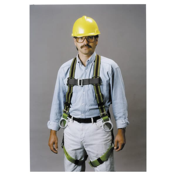 Miller by Honeywell DuraFlex E650-7/UGN Stretchable Harness, Universal, 400 lb Load, Polyester/Urethane Elastomer Strap, Mating Leg Strap Buckle, Mating Chest Strap Buckle, Friction Shoulder Strap Buckle, Steel Hardware, Green