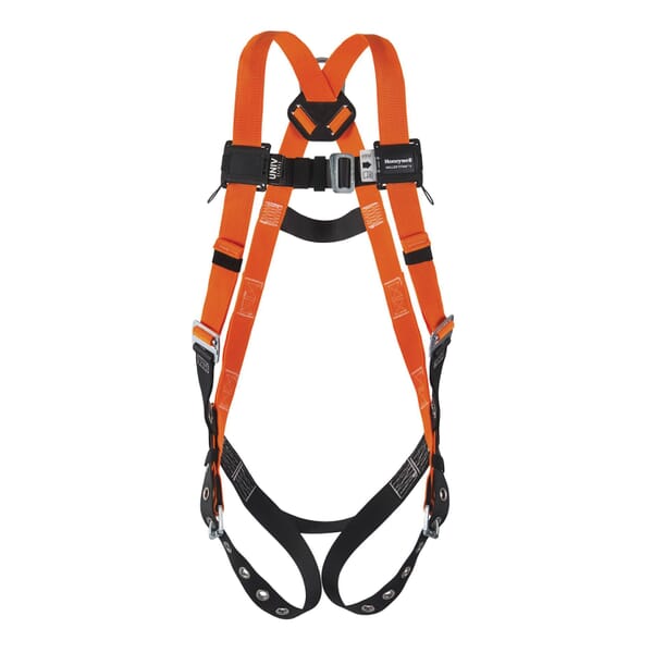 Miller by Honeywell TiTAN T4500/UAK Non-Stretchable Harness, Universal, 400 lb Load, Polyester Strap, Tongue Leg Strap Buckle, Mating Chest Strap Buckle, Mating Shoulder Strap Buckle, Steel Hardware, Black/Orange
