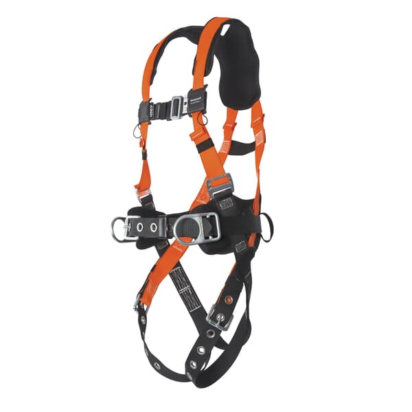 Miller by Honeywell T4577/UAK TITAN II Contractor Harness, Universal, 400 lb Load, Polyester Strap, Steel Buckle/D-Ring Hardware, Black/Orange