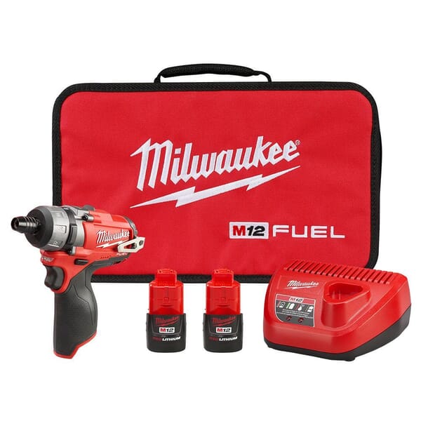 Milwaukee M12 FUEL 2402-22 2-Speed Screwdriver Kit, 1/4 in Chuck, 12 VDC, 350 in-lb Torque, Li-Ion Battery