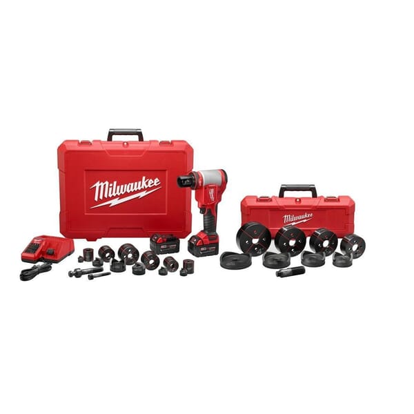 Milwaukee M18 2676-23 High Capacity Knockout Tool Kit, 1/2 to 4 in Mild Steel/Stainless Steel Max Cutting, 13.63 in OAL