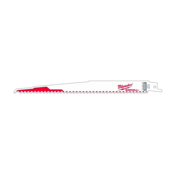 Milwaukee SAWZALL 48-00-5036 Heavy Duty High Performance Tapered Back Reciprocating Saw Blade, 9 in L x 3/4 in W, 5 TPI, Bi-Metal Body, Universal/Toothed Edge Tang