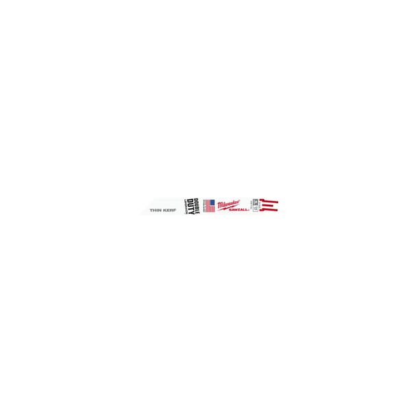 Milwaukee Ice Hardened SAWZALL 48-00-4182 Double Duty Straight Back Thin Kerf Reciprocating Saw Blade, 6 in L x 3/4 in W, 14 TPI, Bi-Metal Body, Universal/Toothed Edge Tang