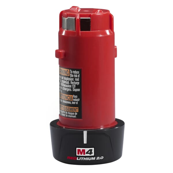 Milwaukee M4 48-11-2001 Battery Pack, 2 Ah Li-Ion Battery, 4 V DC Charge, For Use With 34G857 Battery Charger, 34G853 Cordless Screwdriver, 34G854 Cordless Screwdriver Kit and 34G855 Cordless Screwdriver Kit
