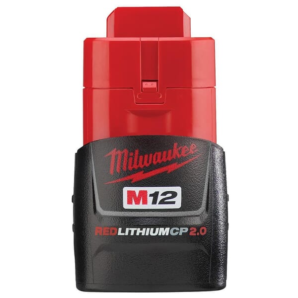 Milwaukee M12 REDLITHIUM 48-11-2420 Compact Rechargeable Cordless Battery Pack, 2 Ah Li-Ion Battery, 12 VDC Charge, For Use With M12 Cordless Power Tool